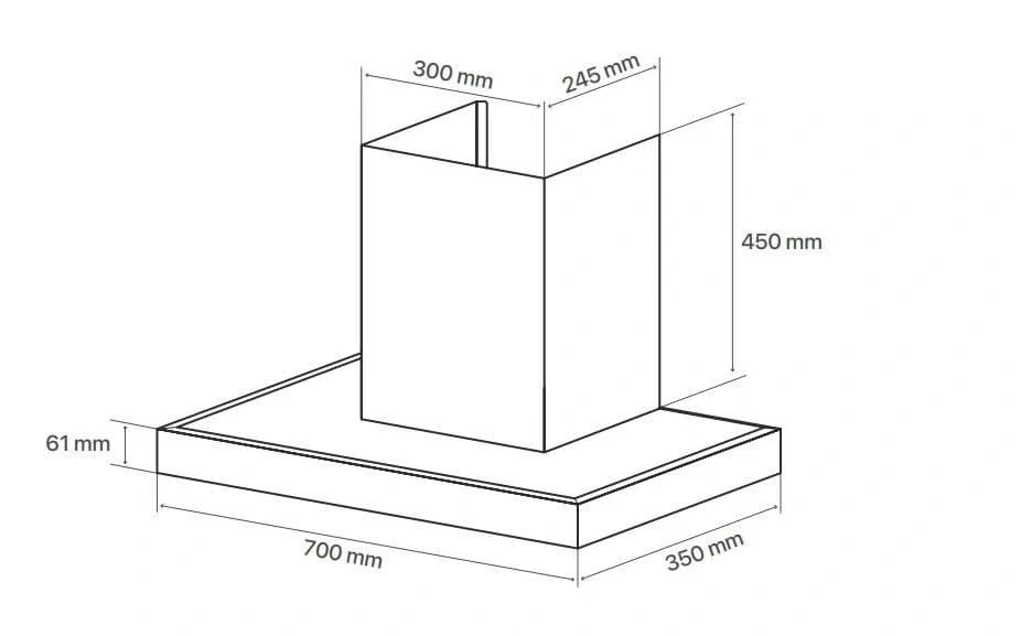 Bản vẽ kỹ thuật máy hút mùi chữ T Canzy CZ H829CT