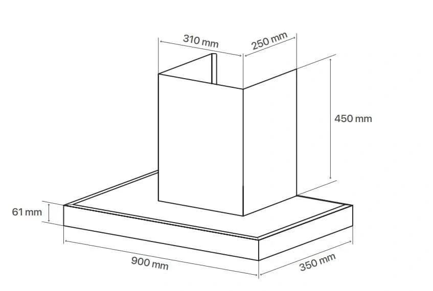 Bản vẽ kỹ thuật máy hút mùi chữ T Canzy CZ H829CT