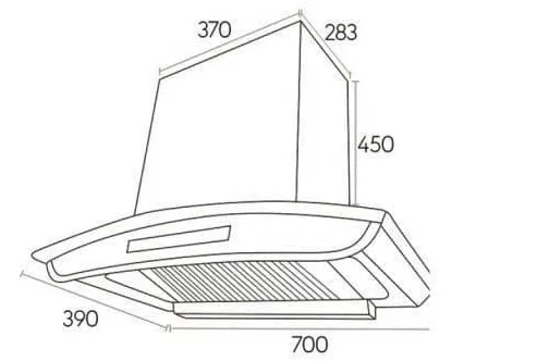 Bản vẽ kỹ thuật máy hút mùi chữ T Canzy CZ H829CT