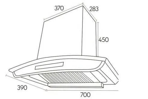 Bản vẽ kỹ thuật máy hút mùi chữ T Canzy CZ H829CT