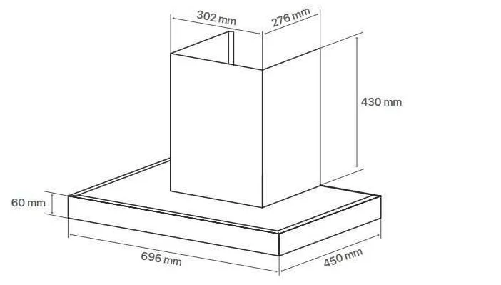 Bản vẽ kỹ thuật máy hút mùi chữ T Canzy CZ H829CT
