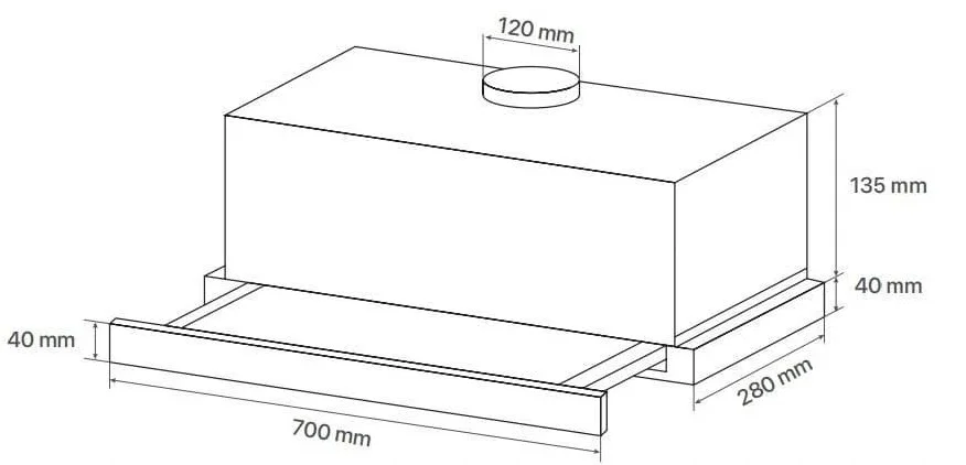 Bản vẽ kỹ thuật Máy hút mùi âm tủ Canzy CZ H170ATC