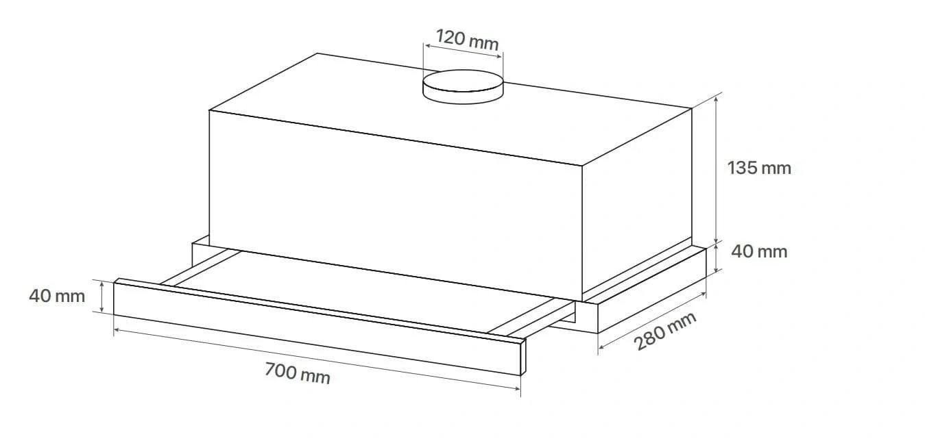Bản vẽ kỹ thuật Máy hút mùi âm tủ Canzy CZ H170ATC