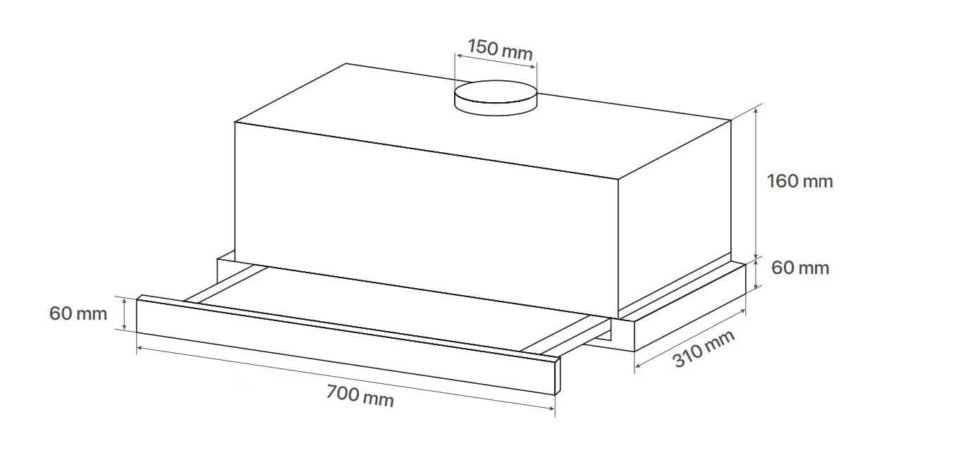 Bản vẽ kỹ thuật Máy hút mùi âm tủ Canzy CZ H170ATC