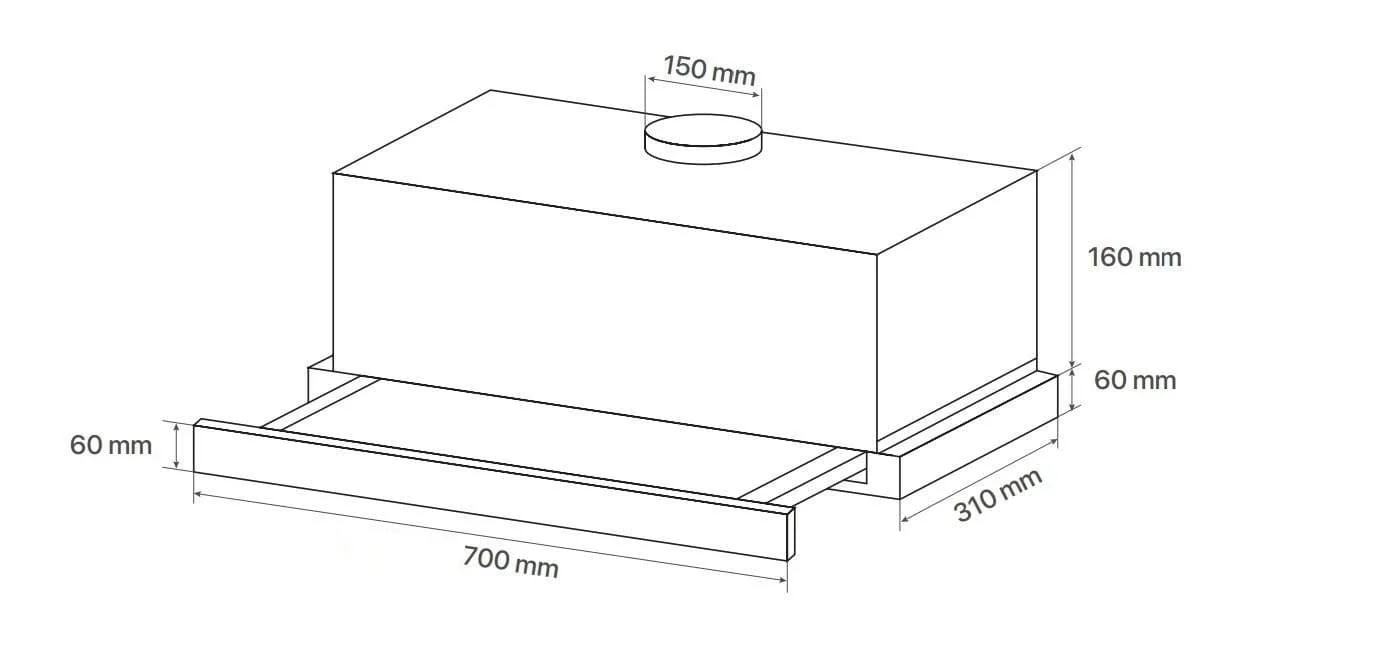 Bản vẽ kỹ thuật Máy hút mùi âm tủ Canzy CZ H170ATC