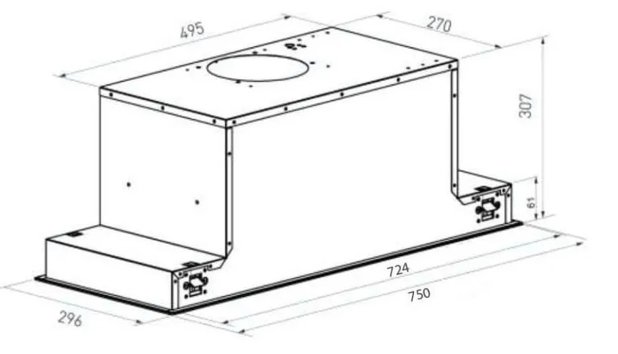 Bản vẽ kỹ thuật máy hút mùi âm tủ Canzy CZ H175AT