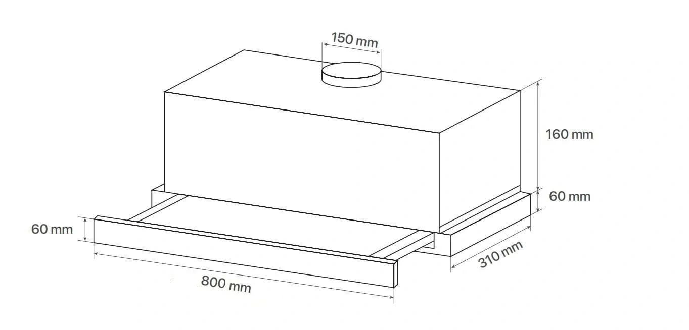 Bản vẽ kỹ thuật Máy hút mùi âm tủ Canzy CZ H180ATC