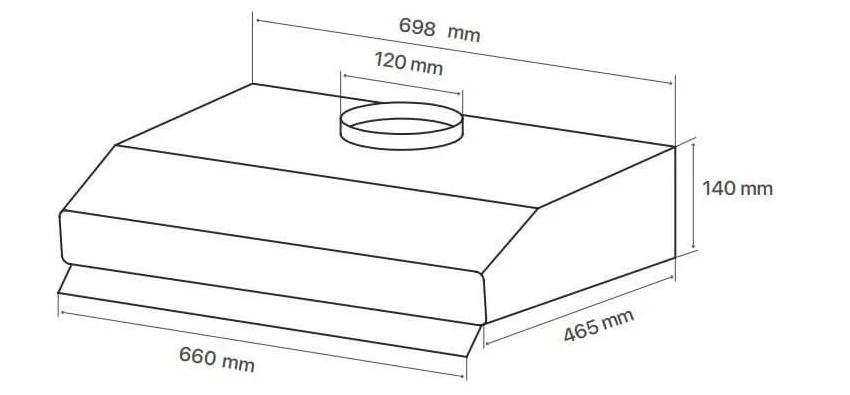 Bản vẽ kỹ thuật Máy hút mùi âm tủ Canzy CZ H170ATC