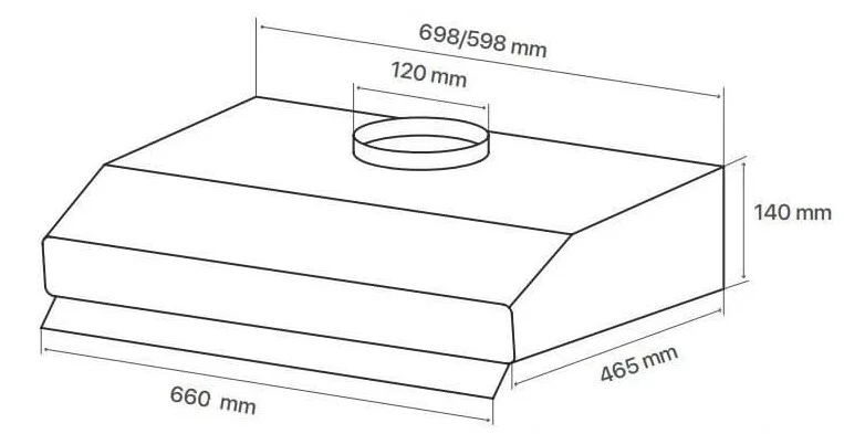 Bản vẽ kỹ thuật Máy hút mùi âm tủ Canzy CZ H170ATC