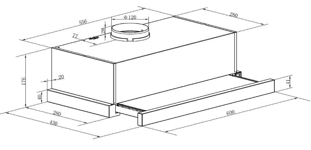 Bản vẽ kỹ thuật Máy hút mùi âm tủ Canzy CZ H170ATC