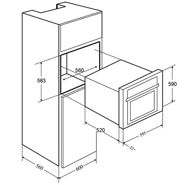 Bản vẽ kỹ thuật lò nướng âm tủ Canzy CZ L10073