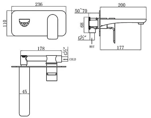 Vòi Chậu Lavabo Màu Đen 2 Lỗ Miken MKV-30003-B