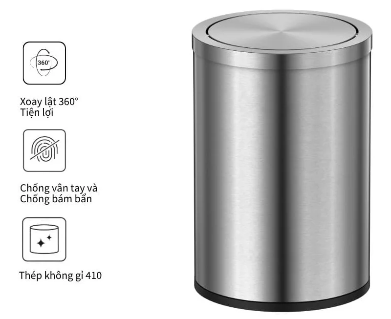 Thùng rác inox 8 lít ATMOR 8074