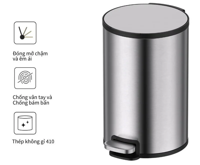 Thùng rác inox 8 lít ATMOR 8074