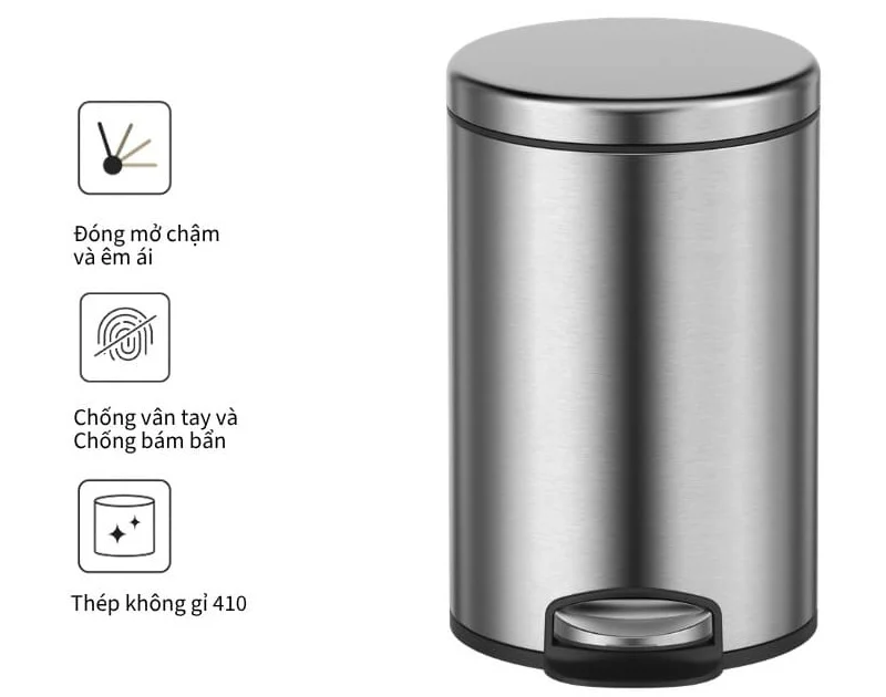 Thùng rác inox 8 lít ATMOR 8074