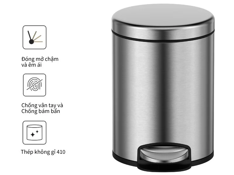 Thùng rác inox 8 lít ATMOR 8074