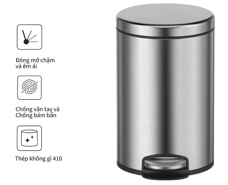 Thùng rác inox 8 lít ATMOR 8074
