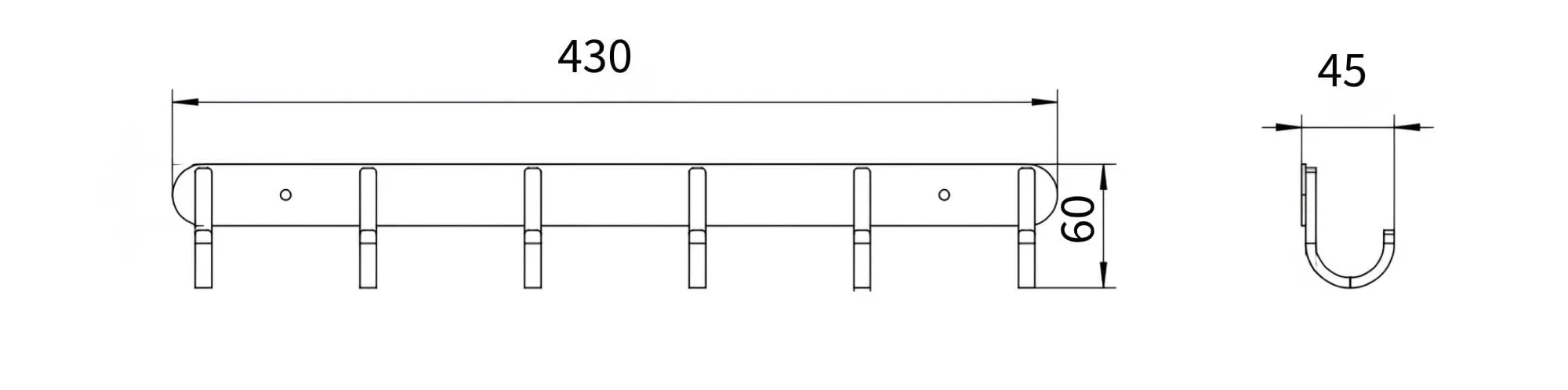 Móc áo 6 vấu màu ghi xám Ecobath EC2026-6BU