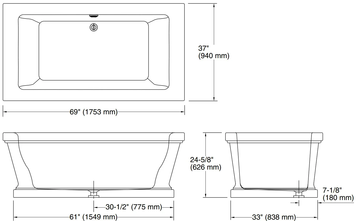 Bản vẽ bồn tắm Kallista P50040