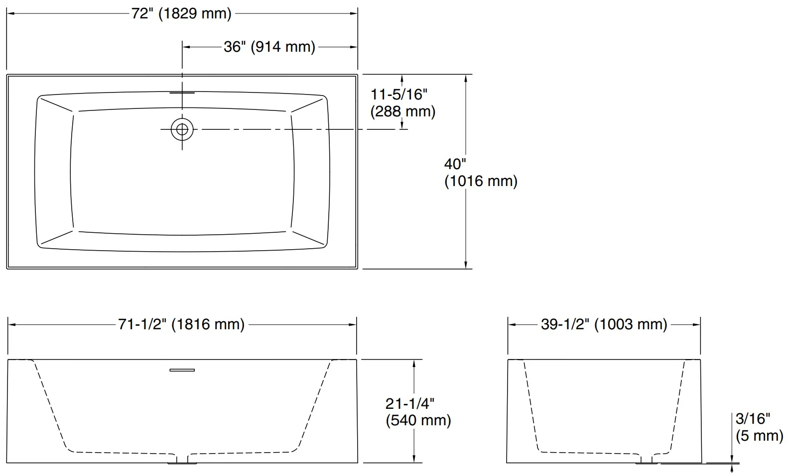 Bản vẽ bồn tắm Kallista P50054
