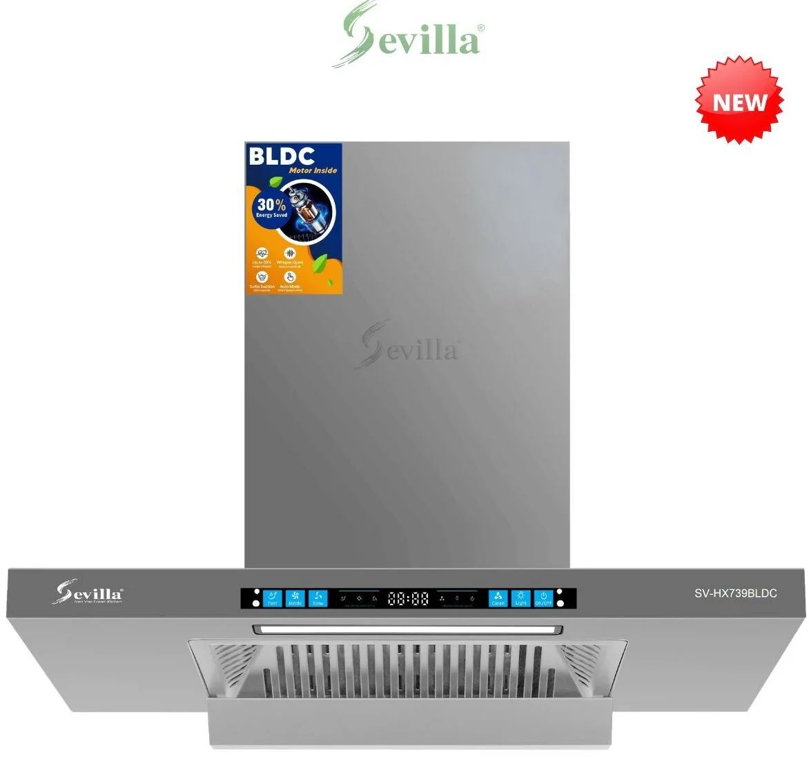 Máy hút khói khử mùi kính cong cao cấp Sevilla SV-328T