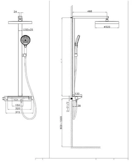 Sen tắm âm tường nhiệt độ bát trần HUGE H-ST999M
