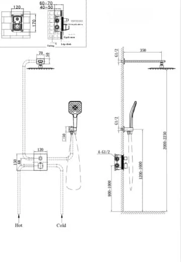 Sen tắm âm tường nhiệt độ bát trần HUGE H-ST999M