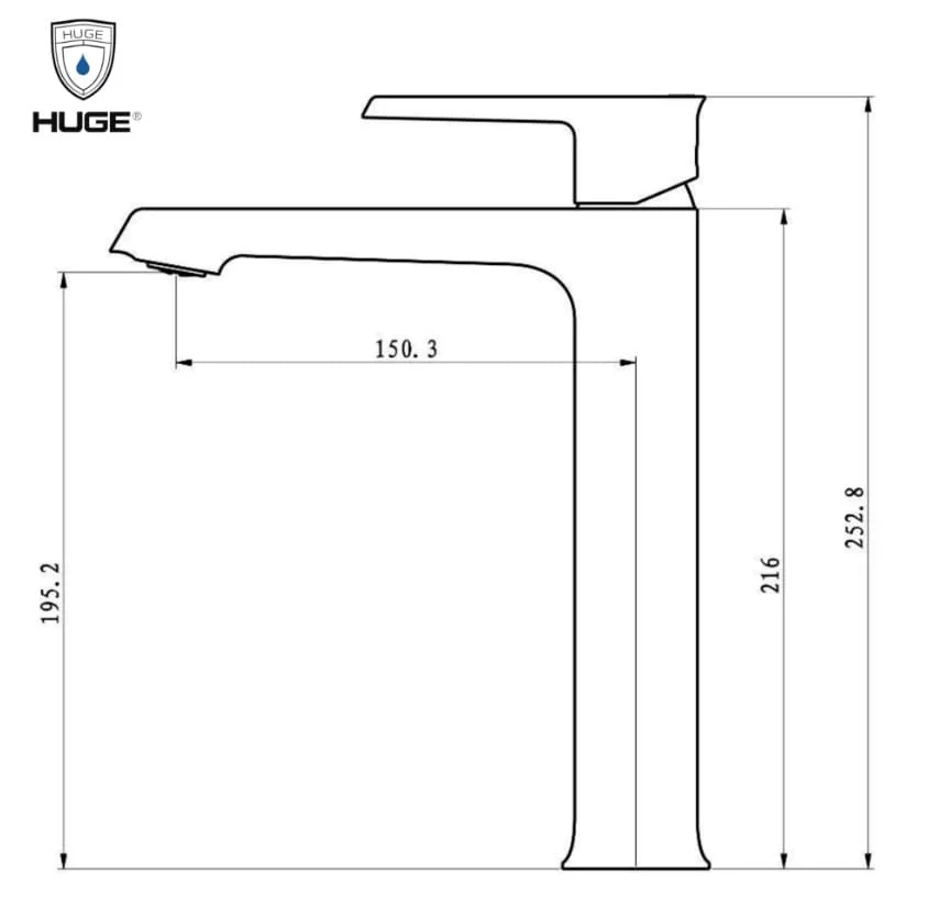 Bản vẽ kỹ thuật Vòi Lavabo Âm Tường Nóng Lạnh Huge H-VT260M