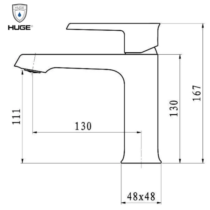 Bản vẽ kỹ thuật Vòi Lavabo Âm Tường Nóng Lạnh Huge H-VT260M