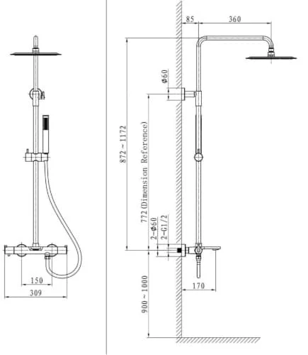 Sen tắm âm tường nhiệt độ bát trần HUGE H-ST999M
