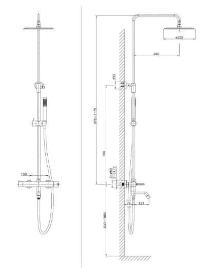 Sen tắm âm tường nhiệt độ bát trần HUGE H-ST999M