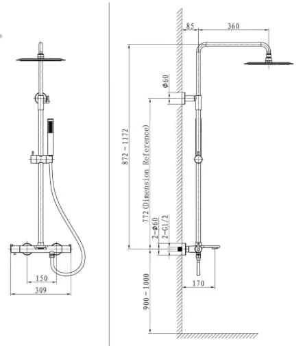 Sen tắm âm tường nhiệt độ bát trần HUGE H-ST999M