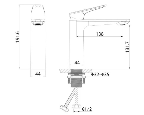Vòi Lavabo 1 Lỗ Nóng Lạnh Huge H-2900A