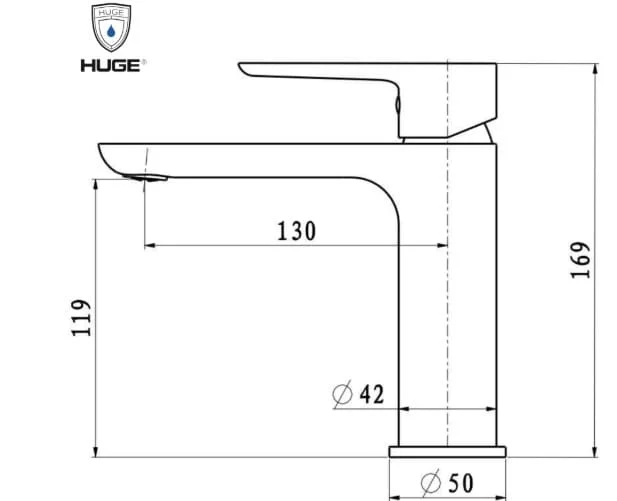 Vòi Lavabo 1 Lỗ Nóng Lạnh Huge H-2900A