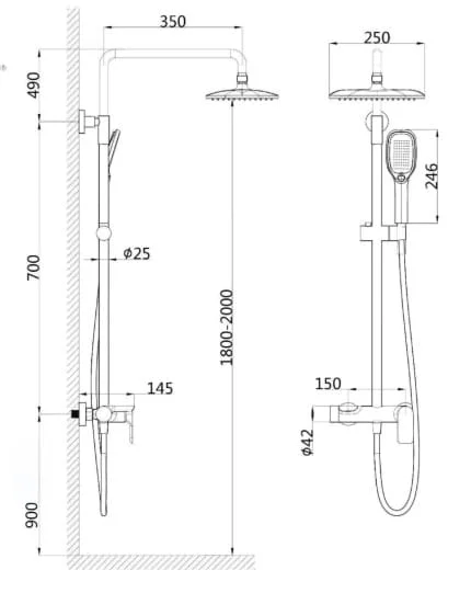 Sen tắm cây tắm đứng HUGE H-S2866M