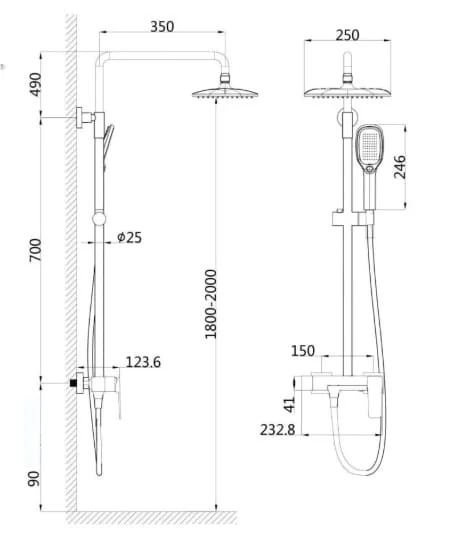 Sen tắm cây tắm đứng HUGE H-S2966M