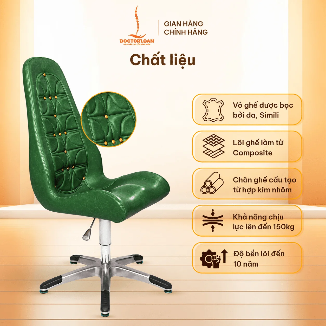 Ghế DoctorLoan 90X màu xanh