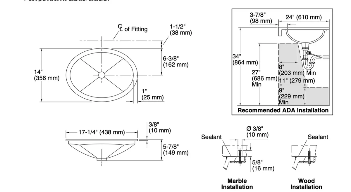 Bản vẽ lavabo Kallista P72029
