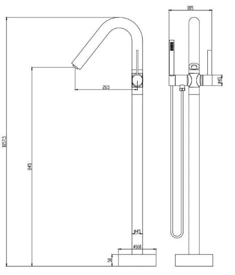 vòi sen bồn tắm đặt sàn Huge H-SF866
