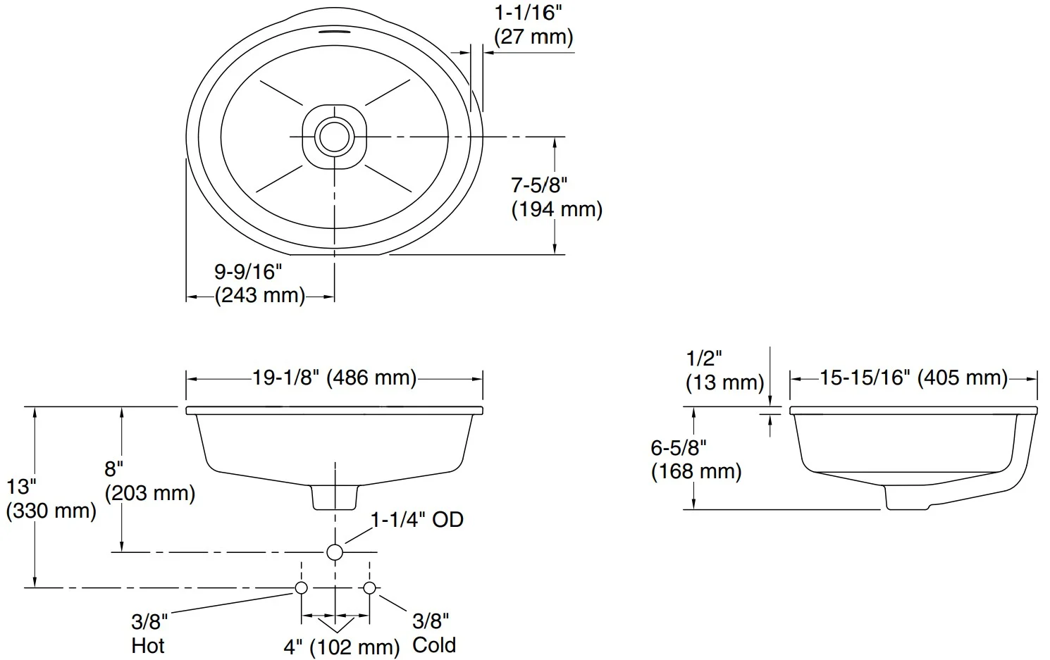 Bản vẽ chậu rửa mặt Kallista P74232