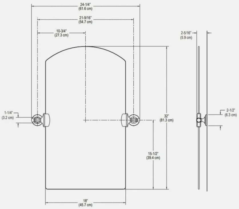 Bản vẽ gương dài Kallista P74305