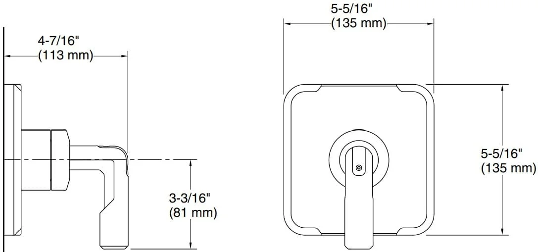 Bản vẽ bộ điều chỉnh âm tường Kallista P34590