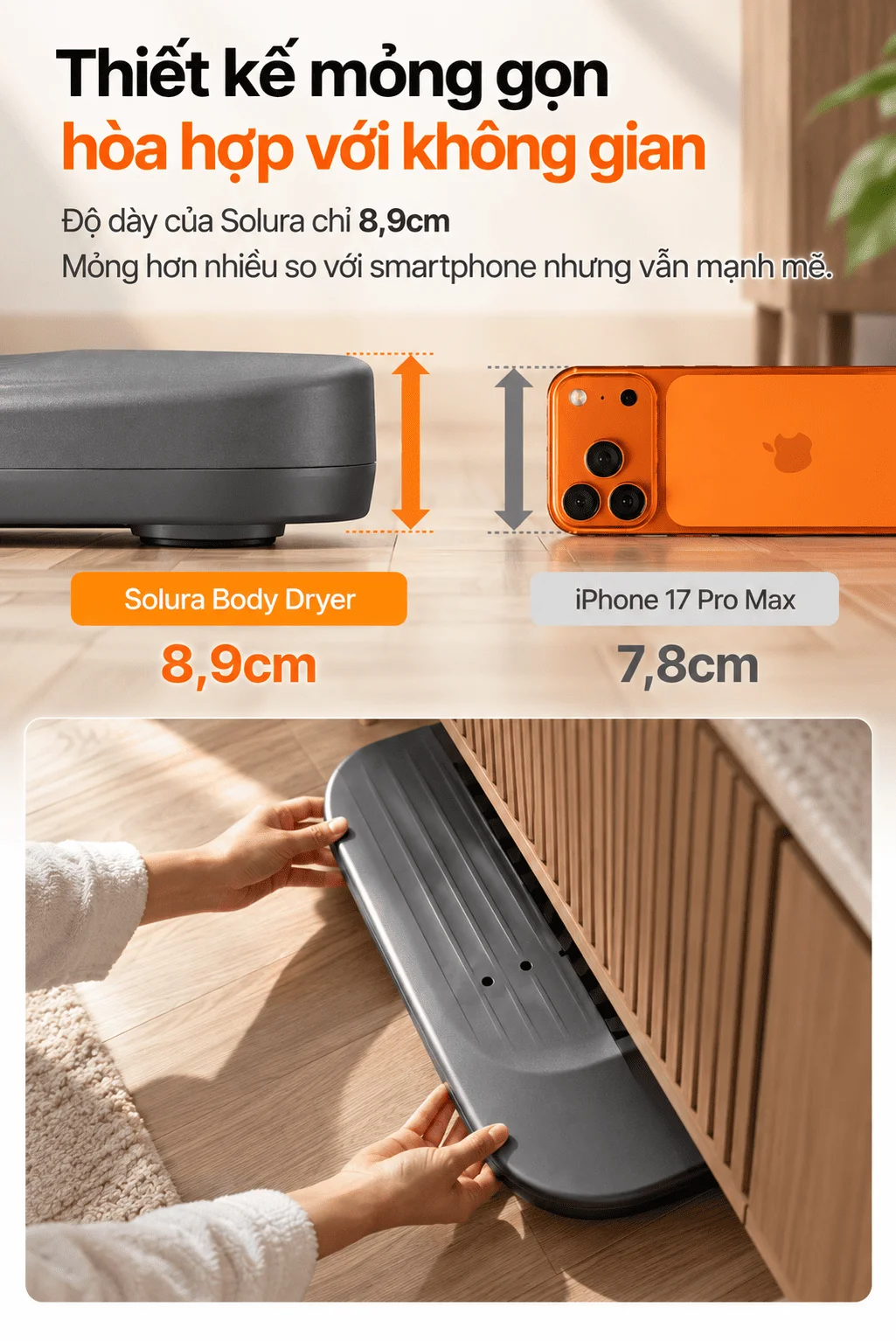 Máy sưởi có thể Solura màu xám đen