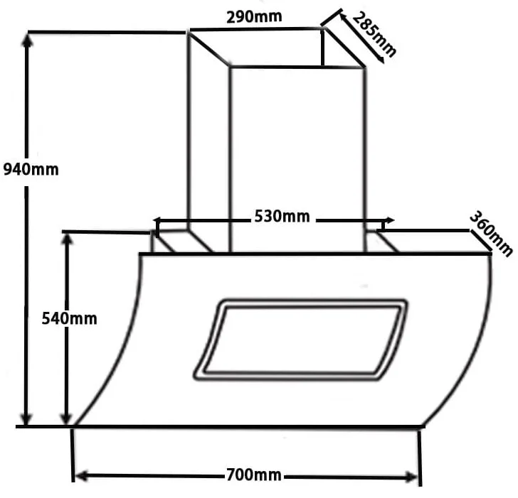 Hình ảnh bản vẽ kỹ thuật Máy hút mùi Chefs EH-R107E9