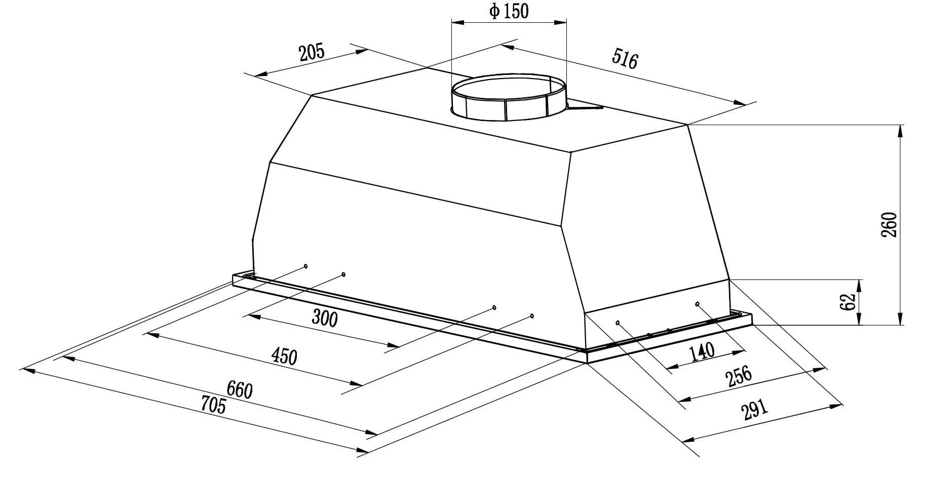 Máy hút mùi kính vát màu trắng KAFF KF-LUX-AT70H-WH