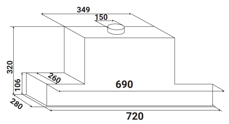 Máy hút mùi kính vát màu trắng KAFF KF-LUX-AT70H-WH