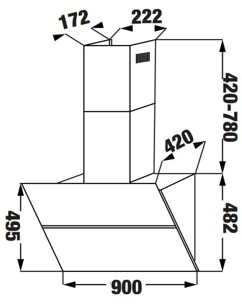 Máy hút mùi kính vát KAFF KF-70LH