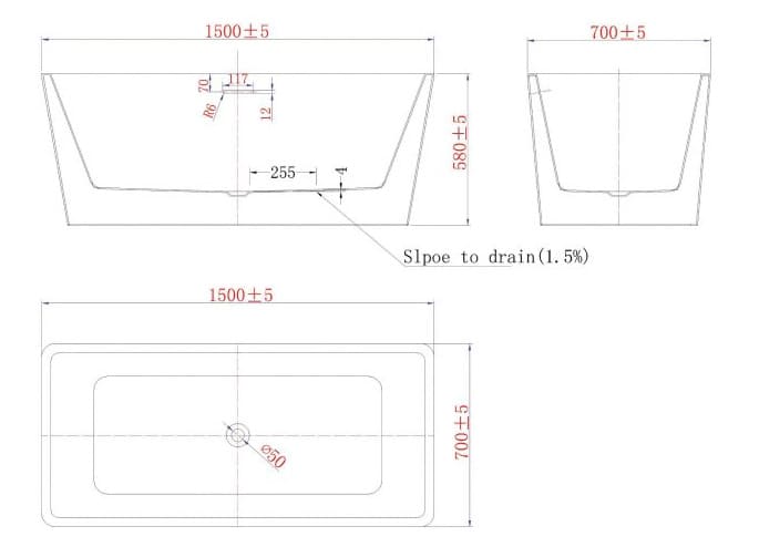 Bảng vẽ kỹ thuật Bồn tắm Nofer NG-3638