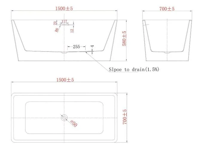 Bảng vẽ kỹ thuật Bồn tắm Nofer NG-3638