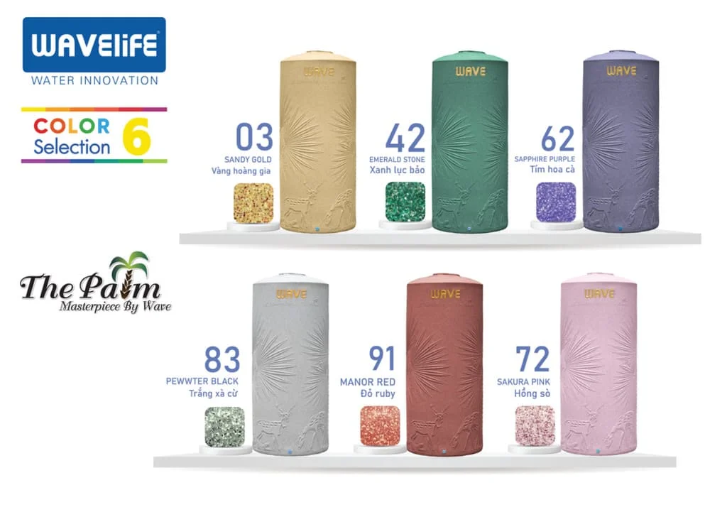 6 màu bồn nước kháng khuẩn Wavelife
